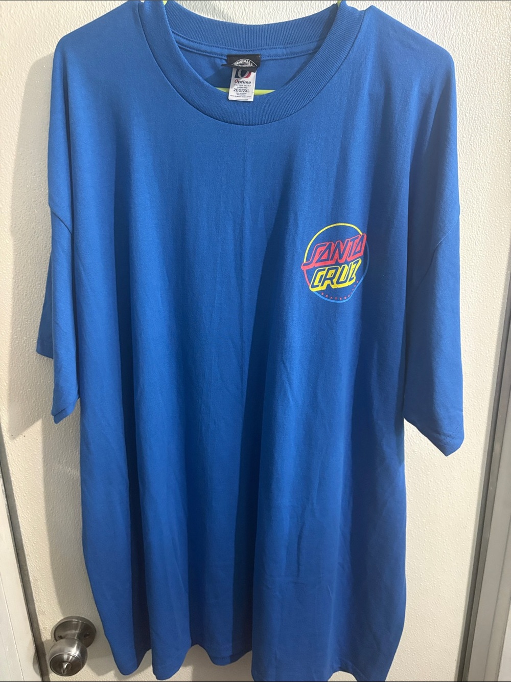 Santa Cruz Skateboards Blue Short Sleeve Kids Tee with Neon Logo